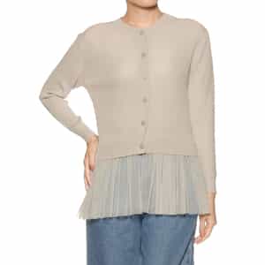 ウォッシャブル チュールスリーブ リブニットカーディガン