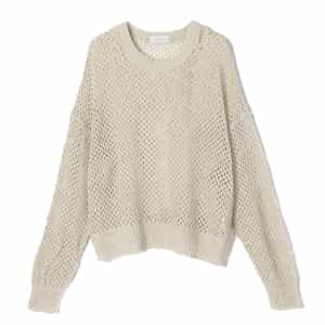 ウォッシャブル クルーネックメッシュニットプルオーバー