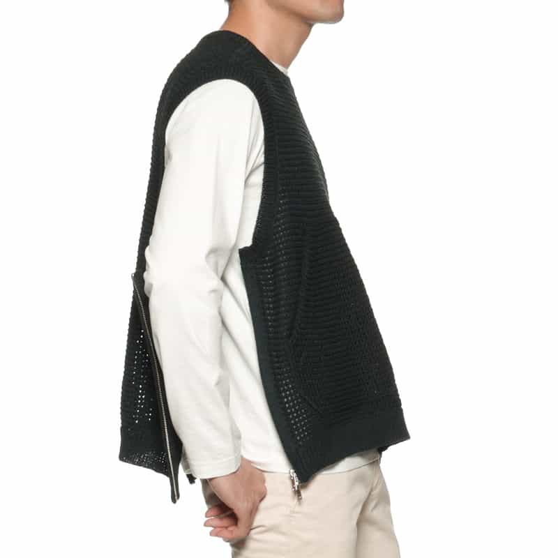YOKE/ANCELLM YOKE＜ヨーク＞×ANCELLM＜アンセルム＞バーニーズ　ニューヨーク限定 メッシュ ニットベスト BLACK
