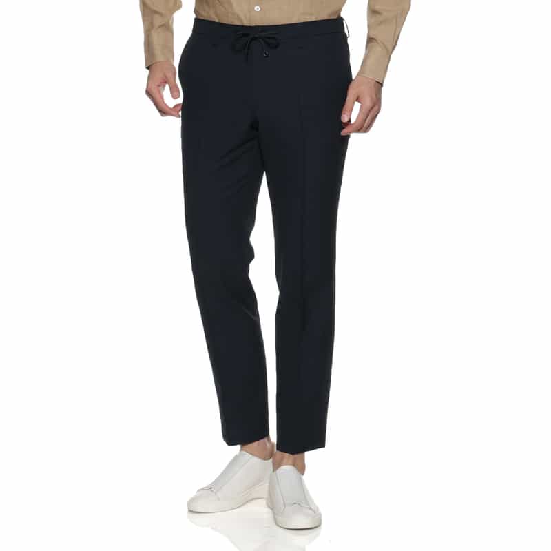 BARNEYS NEW YORK サッカー素材ストレッチパンツ NAVY