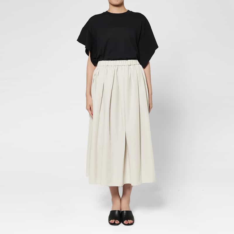 BARNEYS NEW YORK ウォッシャブル ウエストゴムギャザースカート LIGHT GRAY