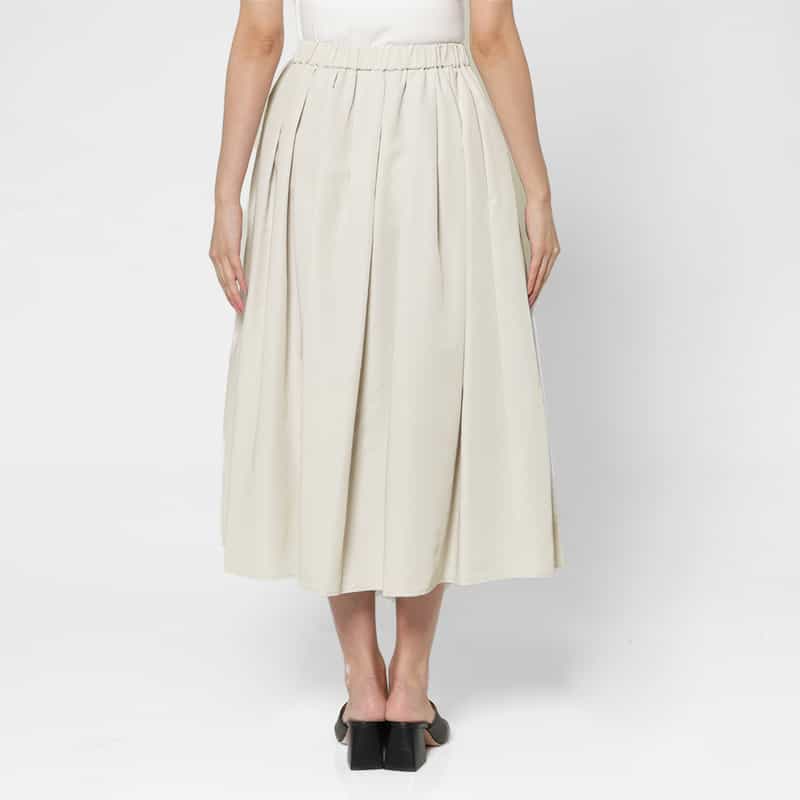 BARNEYS NEW YORK ウォッシャブル ウエストゴムギャザースカート LIGHT GRAY