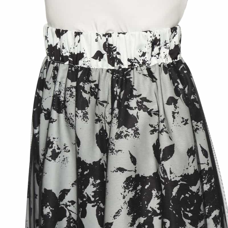 BARNEYS NEW YORK ウォッシャブル チュール付き フラワープリントスカート OFF WHITE