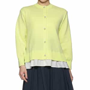 ウォッシャブル フリルヘム パールボタン付きニットカーディガン