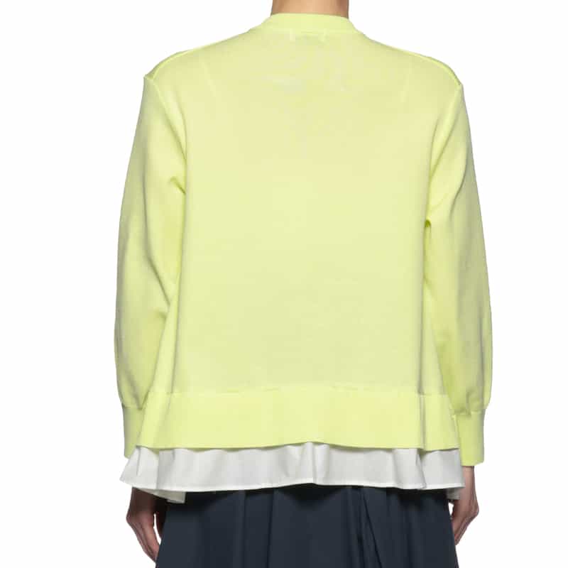 BARNEYS NEW YORK ウォッシャブル フリルヘム パールボタン付きニットカーディガン LT GREEN