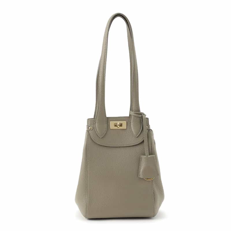 BARNEYS NEW YORK レザーハンドバッグ GRAY BEIGE