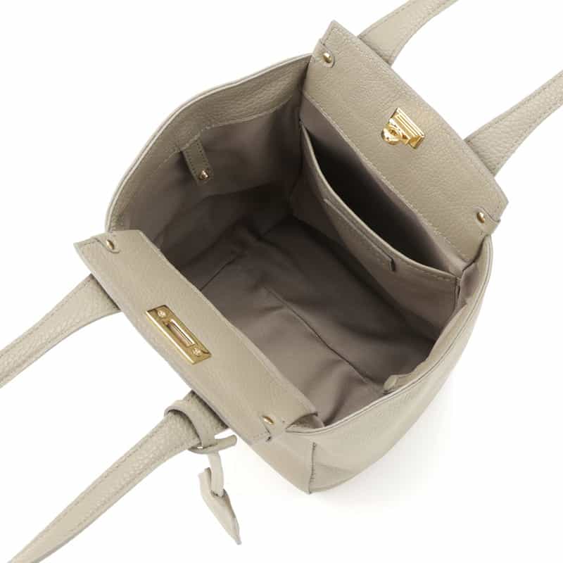BARNEYS NEW YORK レザーハンドバッグ GRAY BEIGE