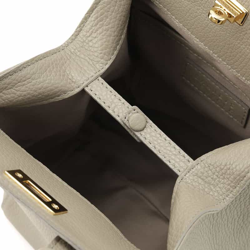 BARNEYS NEW YORK レザーハンドバッグ GRAY BEIGE