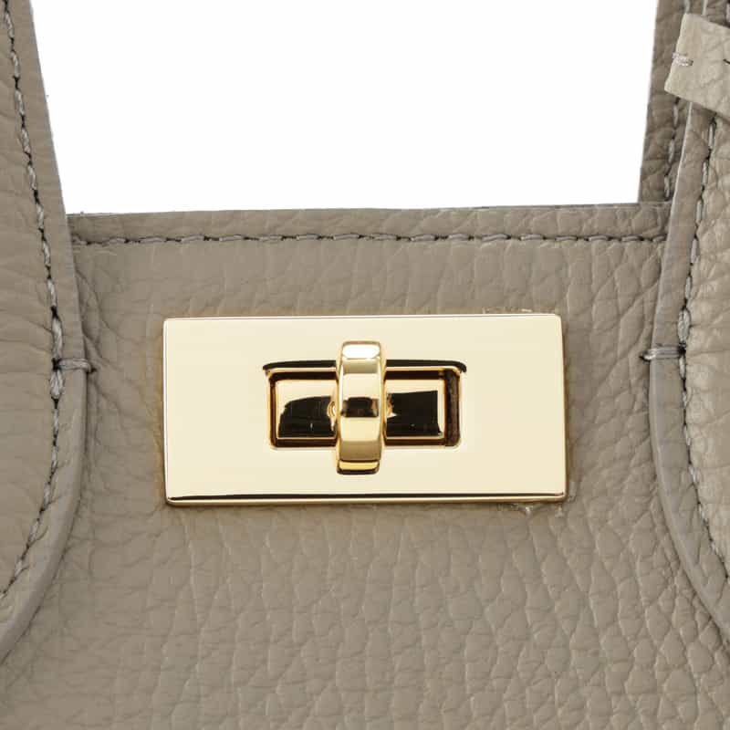 BARNEYS NEW YORK レザーハンドバッグ GRAY BEIGE