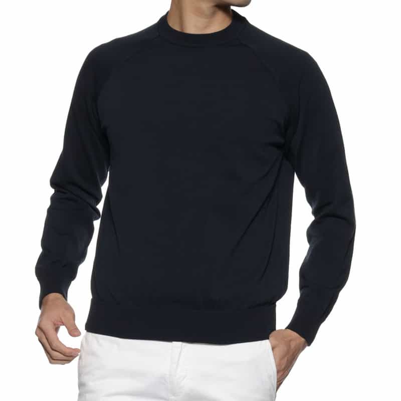 FILIPPO DE LAURENTIIS コットン素材クルーネックニットプルオーバー NAVY