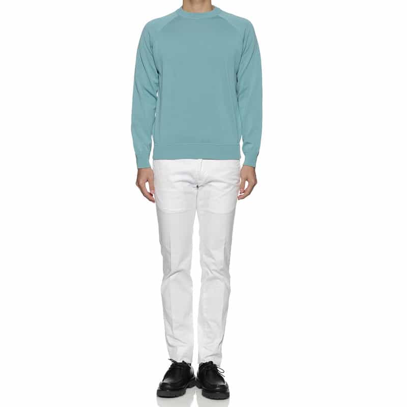 FILIPPO DE LAURENTIIS コットン素材クルーネックニットプルオーバー TURQUOISE