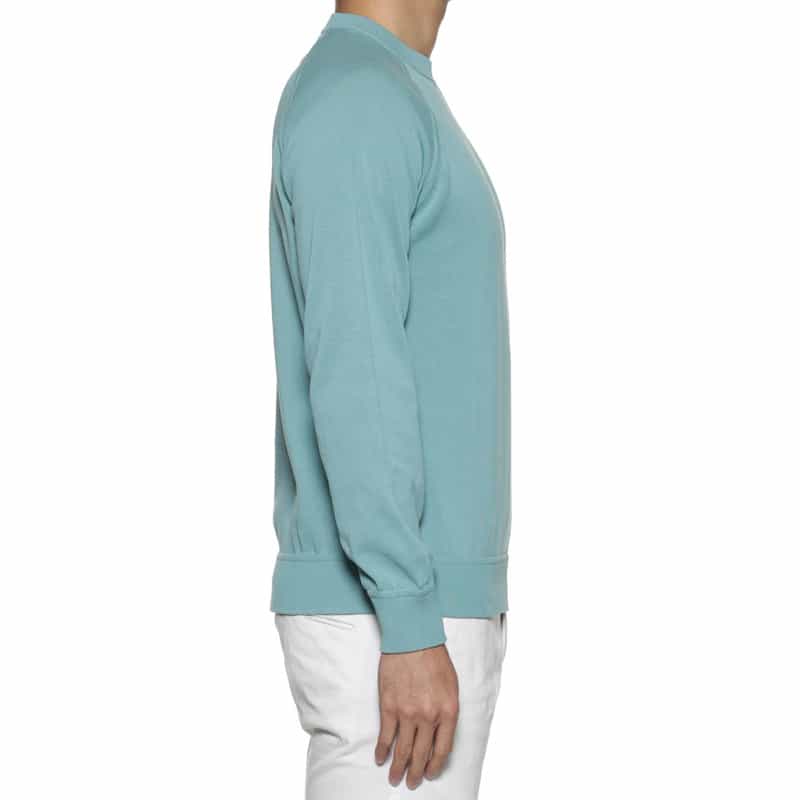 FILIPPO DE LAURENTIIS コットン素材クルーネックニットプルオーバー TURQUOISE