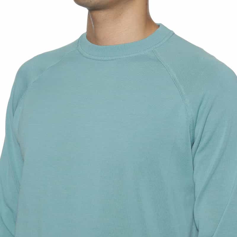 FILIPPO DE LAURENTIIS コットン素材クルーネックニットプルオーバー TURQUOISE
