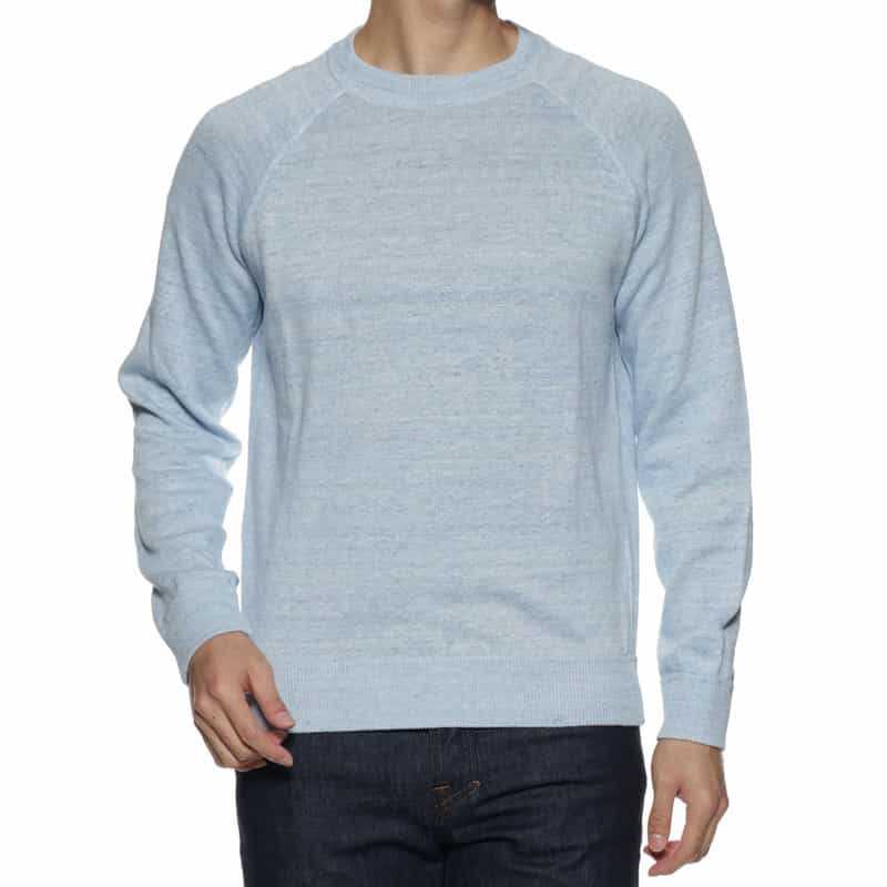 FILIPPO DE LAURENTIIS リネンコットン素材クルーネックニットプルオーバー LIGHT BLUE