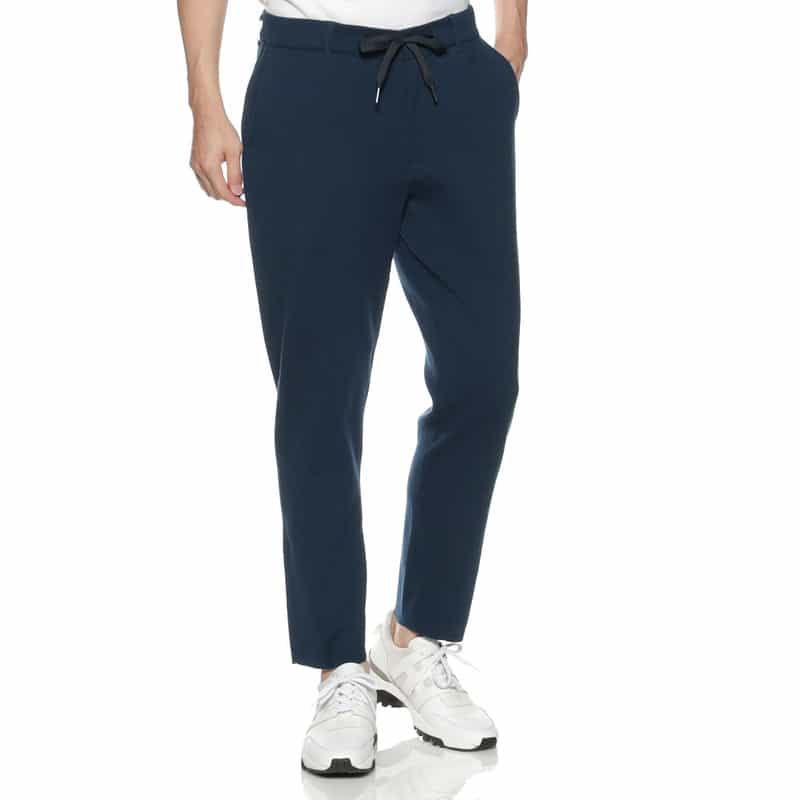 BARNEYS NEW YORK ドローストリング ニットテーパードパンツ NAVY
