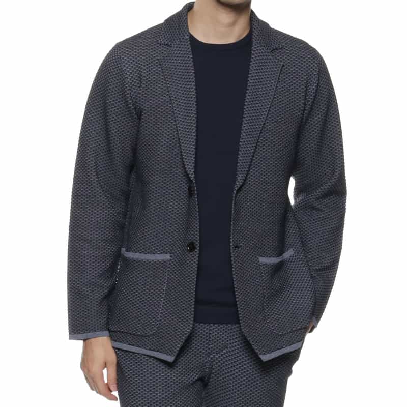 BARNEYS NEW YORK セットアップ ワッフルニットジャケット NAVY