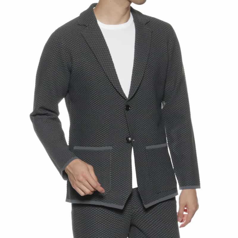 BARNEYS NEW YORK セットアップ ワッフルニットジャケット GRAY