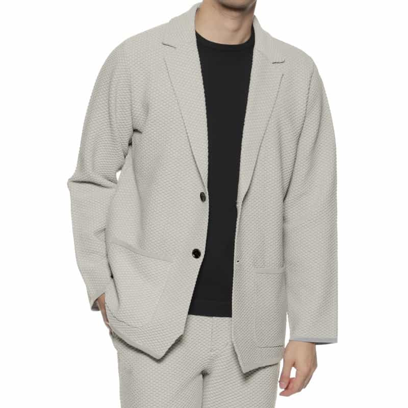 BARNEYS NEW YORK セットアップ ワッフルニットジャケット LT GRAY