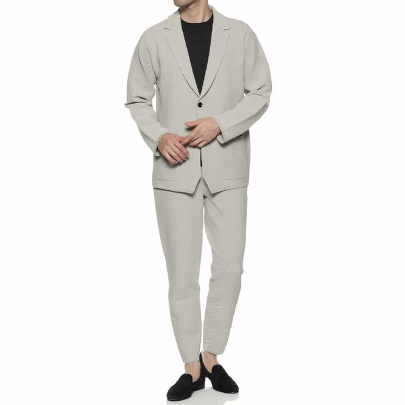BARNEYS NEW YORK セットアップ ワッフルニットジャケット LT GRAY