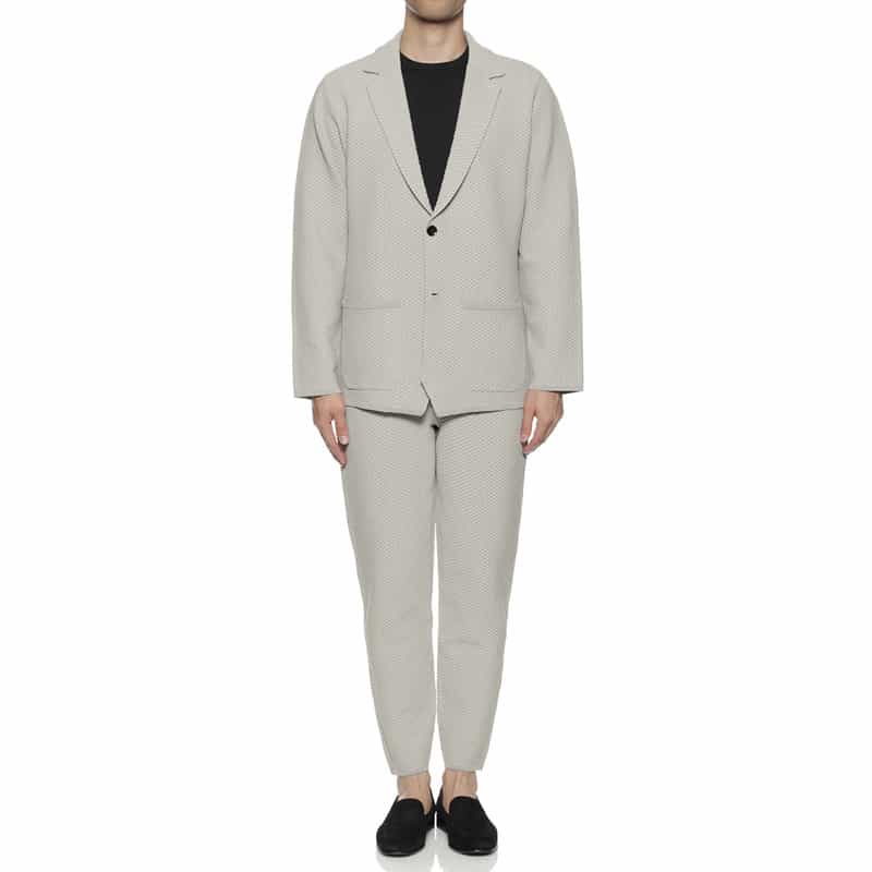 BARNEYS NEW YORK セットアップ ワッフルニットジャケット LT GRAY