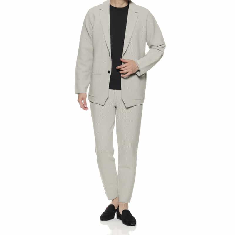 BARNEYS NEW YORK セットアップ ワッフルニットパンツ LT GRAY
