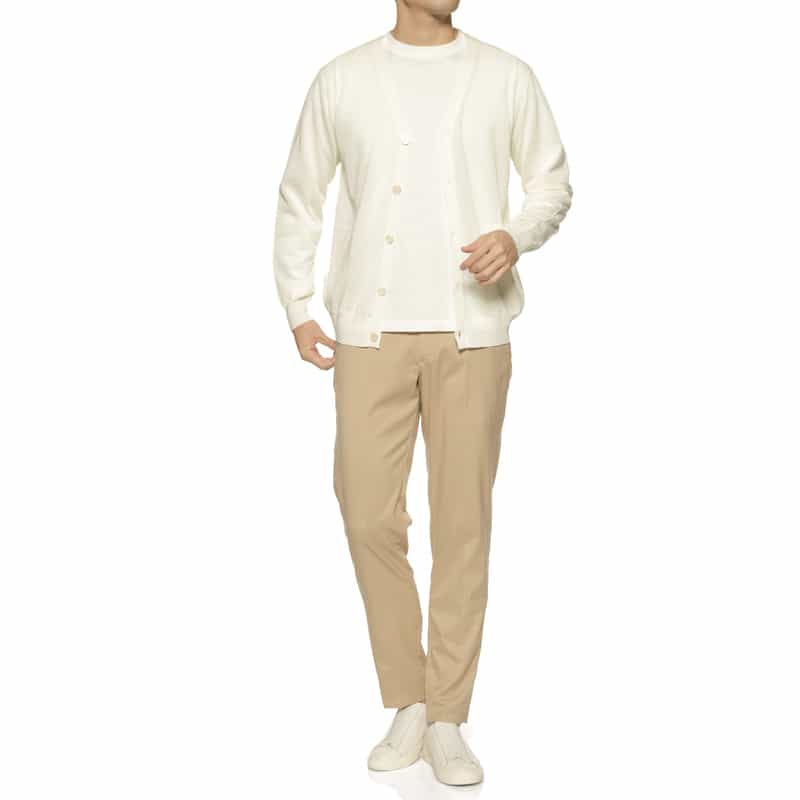 BARNEYS NEW YORK リネン風ニットカーディガン IVORY