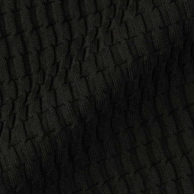 BARNEYS NEW YORK ブリスター編みニット スキッパーポロシャツ BLACK