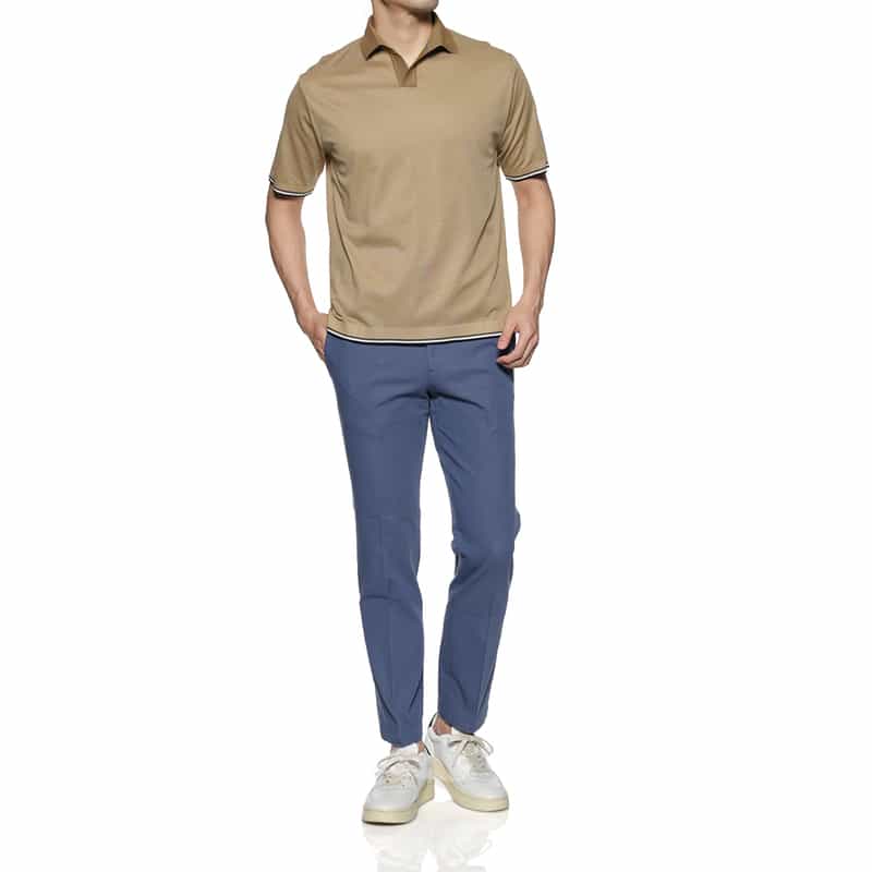 BARNEYS NEW YORK リブライン ポロシャツ LT GRAY