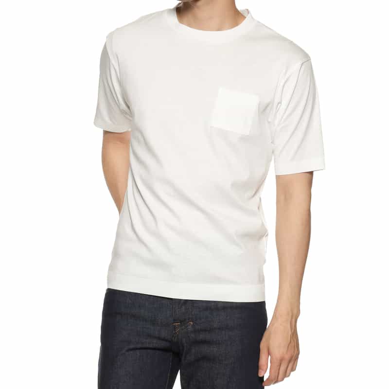 BARNEYS NEW YORK スロープネック クルーネックTシャツ WHITE