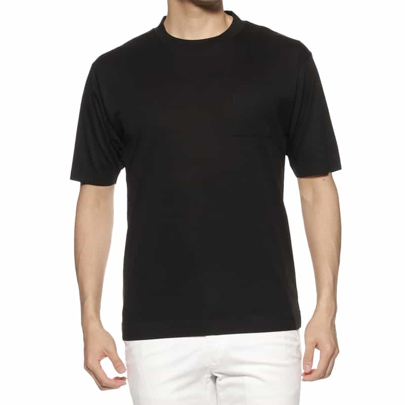 BARNEYS NEW YORK スロープネック クルーネックTシャツ BLACK