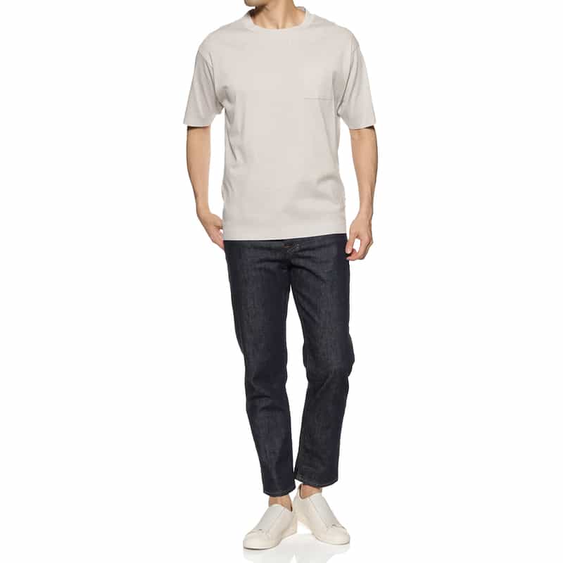 BARNEYS NEW YORK スロープネック クルーネックTシャツ LT GRAY