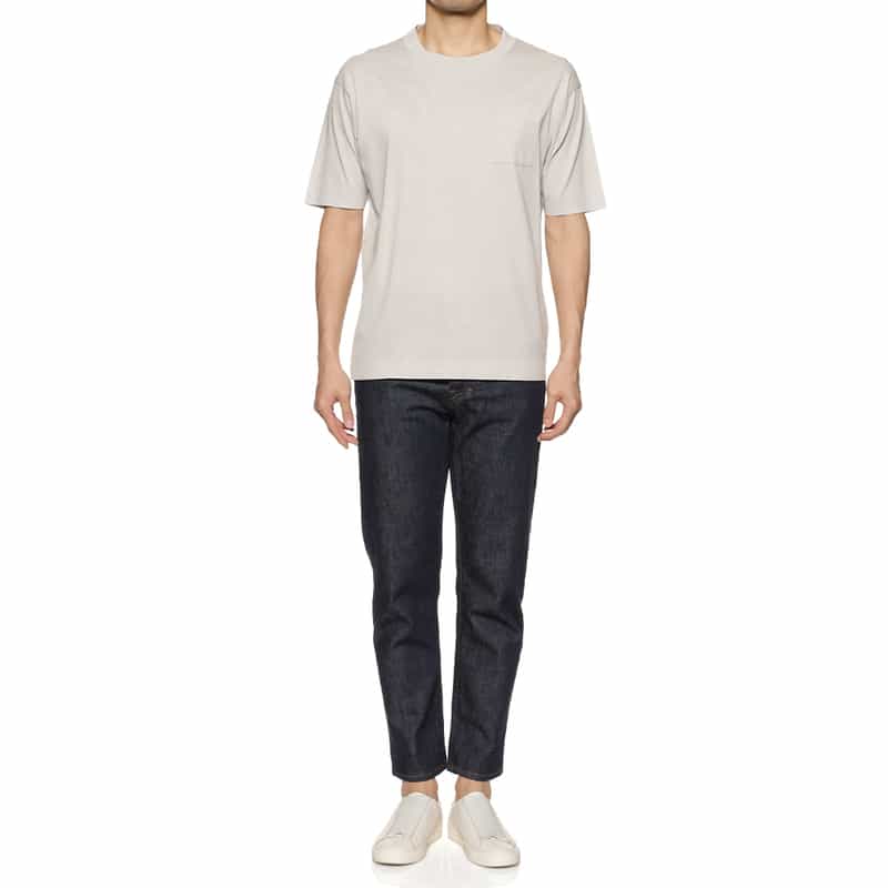 BARNEYS NEW YORK スロープネック クルーネックTシャツ LT GRAY