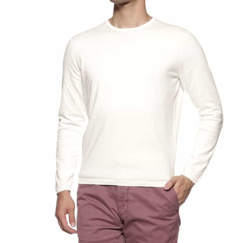 CRUCIANI コットン クルーネックニットプルオーバー WHITE