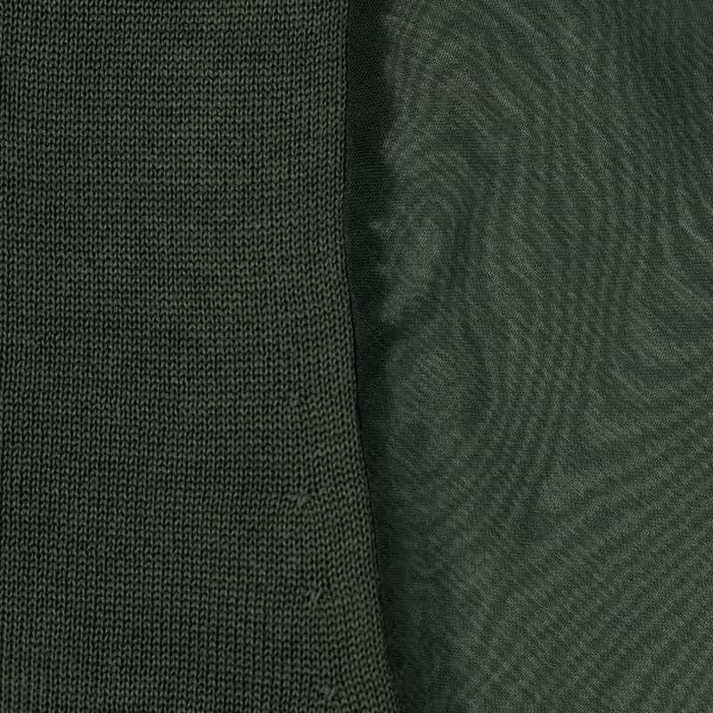 HYKE シアースリーブ クロップド丈ニットプルオーバー KHAKI