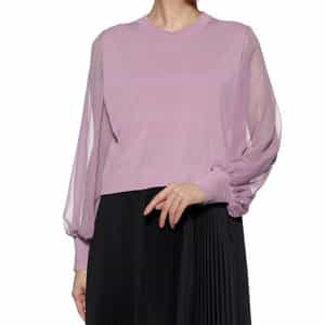 シアースリーブ クロップド丈ニットプルオーバー