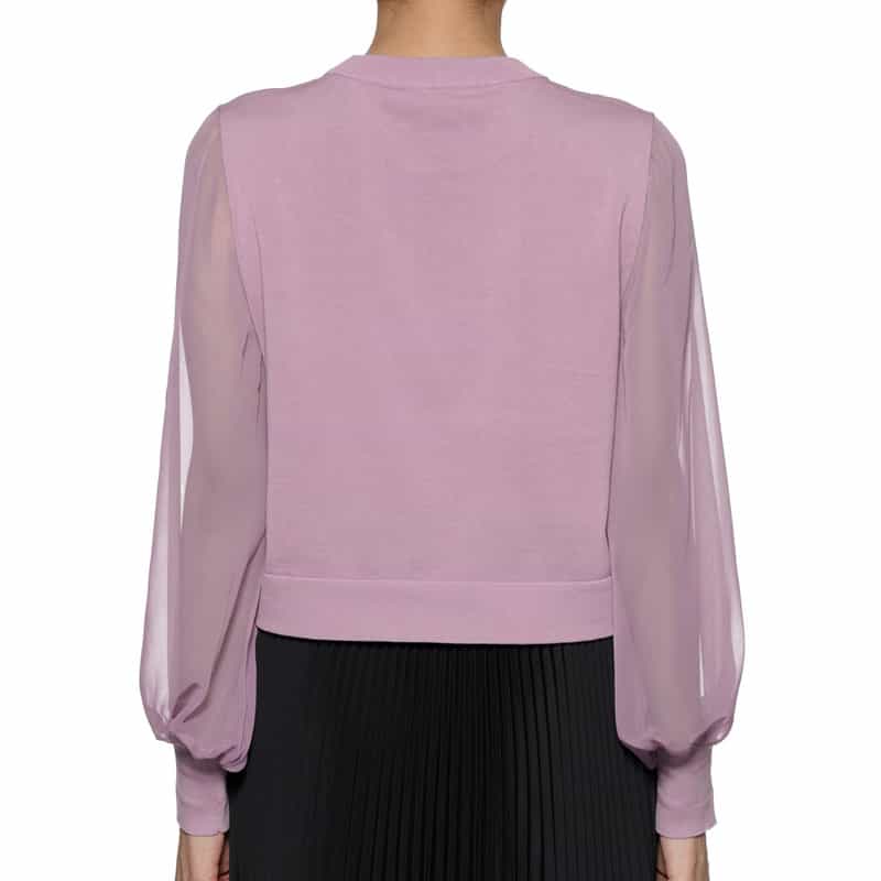 HYKE シアースリーブ クロップド丈ニットプルオーバー PURPLE