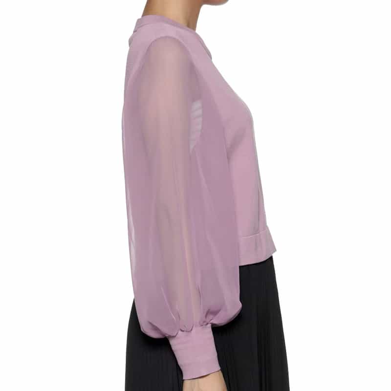 HYKE シアースリーブ クロップド丈ニットプルオーバー PURPLE