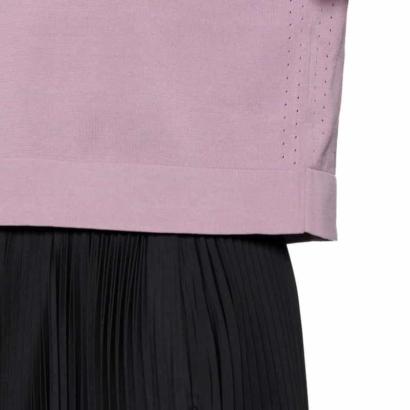 HYKE シアースリーブ クロップド丈ニットプルオーバー PURPLE