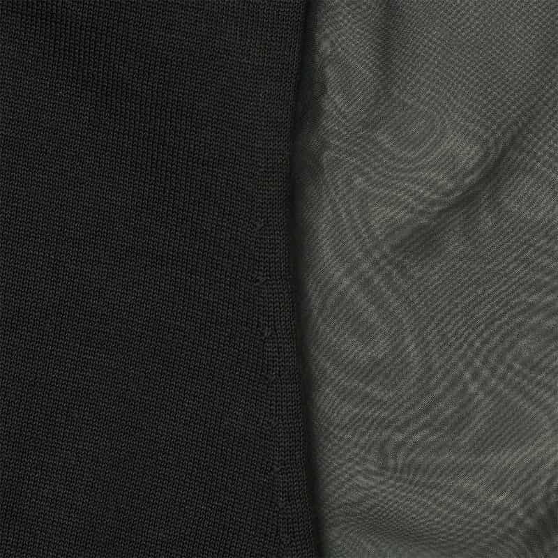 HYKE シアースリーブ クロップド丈ニットプルオーバー BLACK