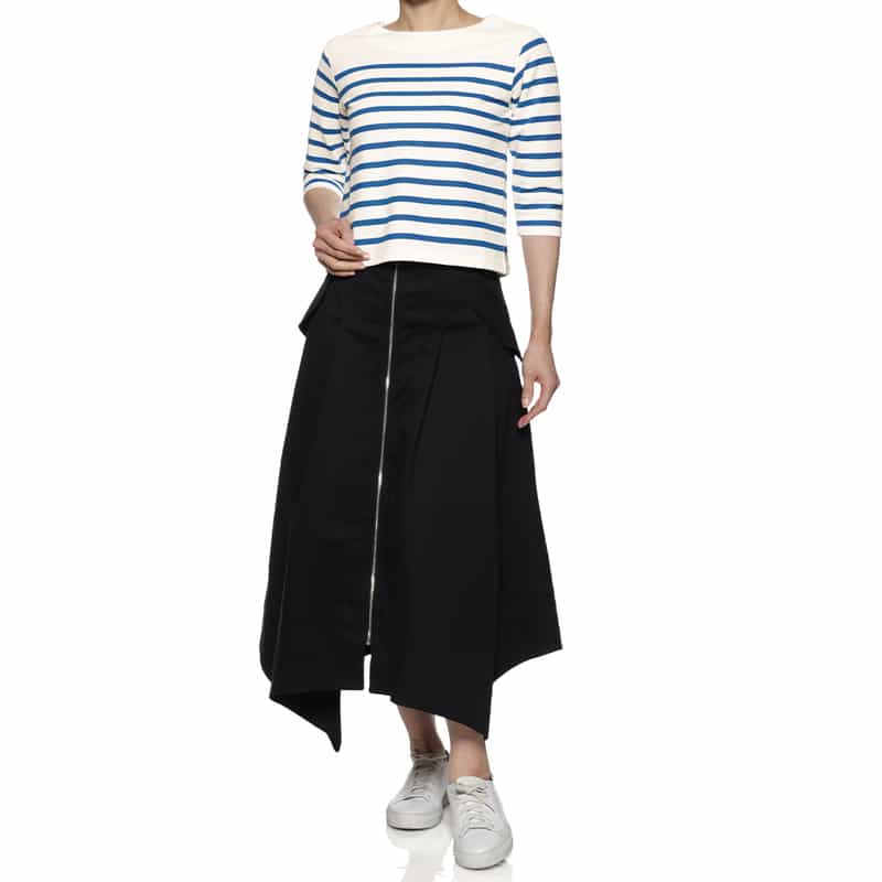 HYKE ボーダー柄カットソー WHITE