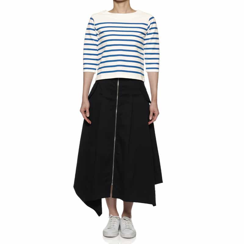 HYKE ボーダー柄カットソー WHITE