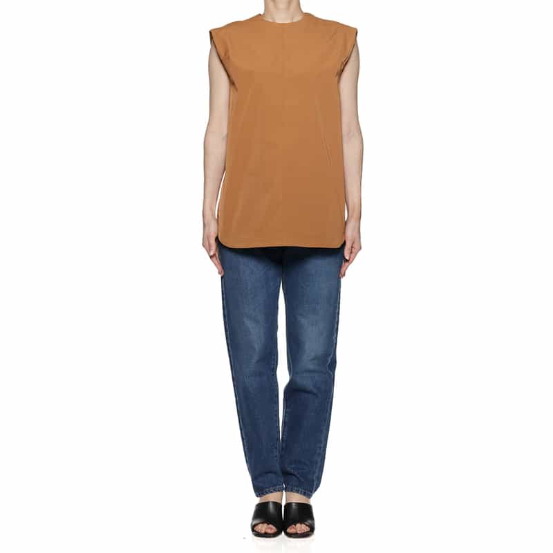 HYKE バックジップ ノースリーブブラウス CAMEL
