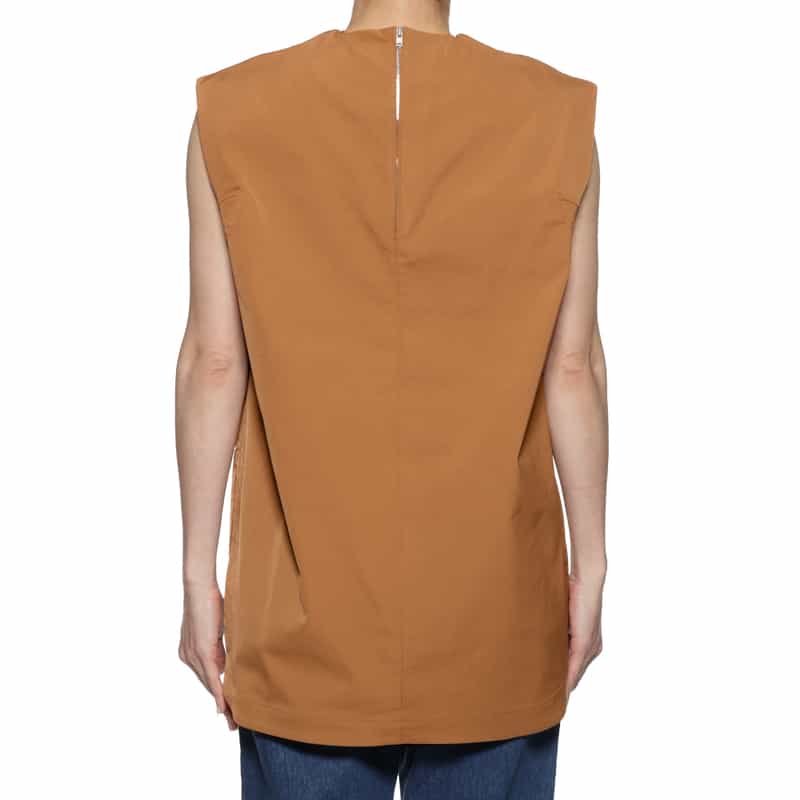 HYKE バックジップ ノースリーブブラウス CAMEL