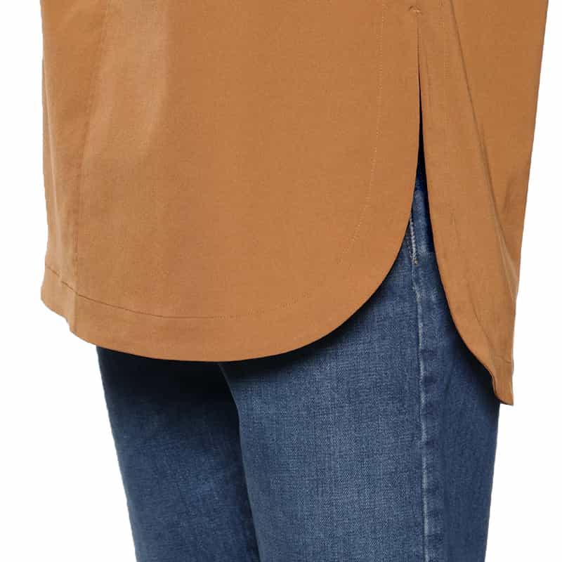 HYKE バックジップ ノースリーブブラウス CAMEL