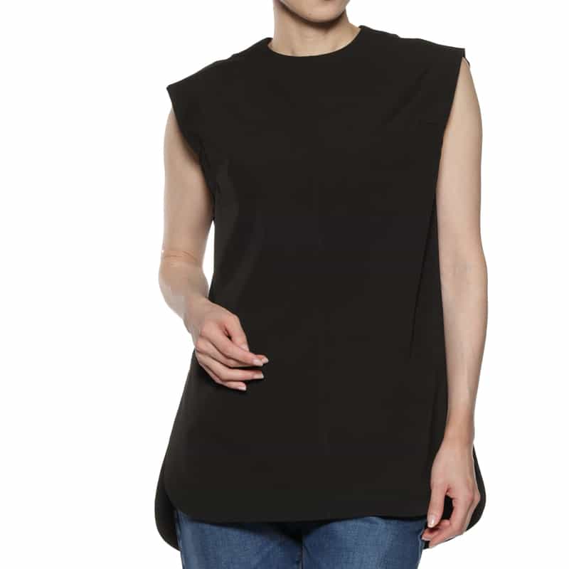 HYKE バックジップ ノースリーブブラウス BLACK