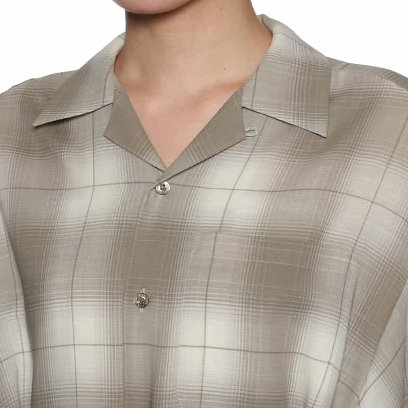 HYKE チェック柄バルーンスリーブ ベルテッドリボンドレス BEIGE