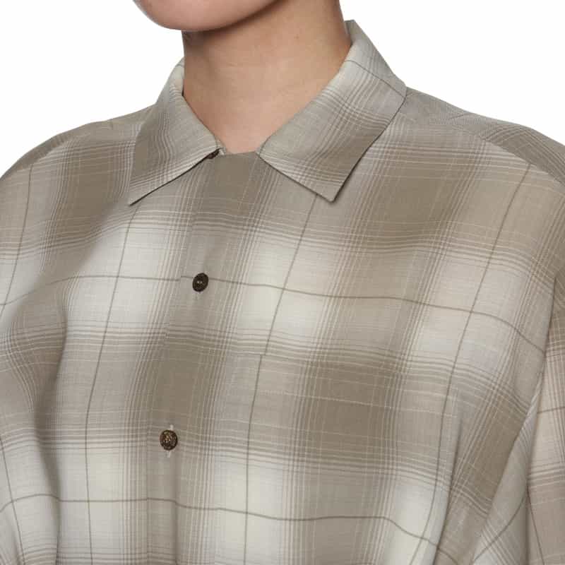 HYKE チェック柄バルーンスリーブ ベルテッドリボンドレス BEIGE