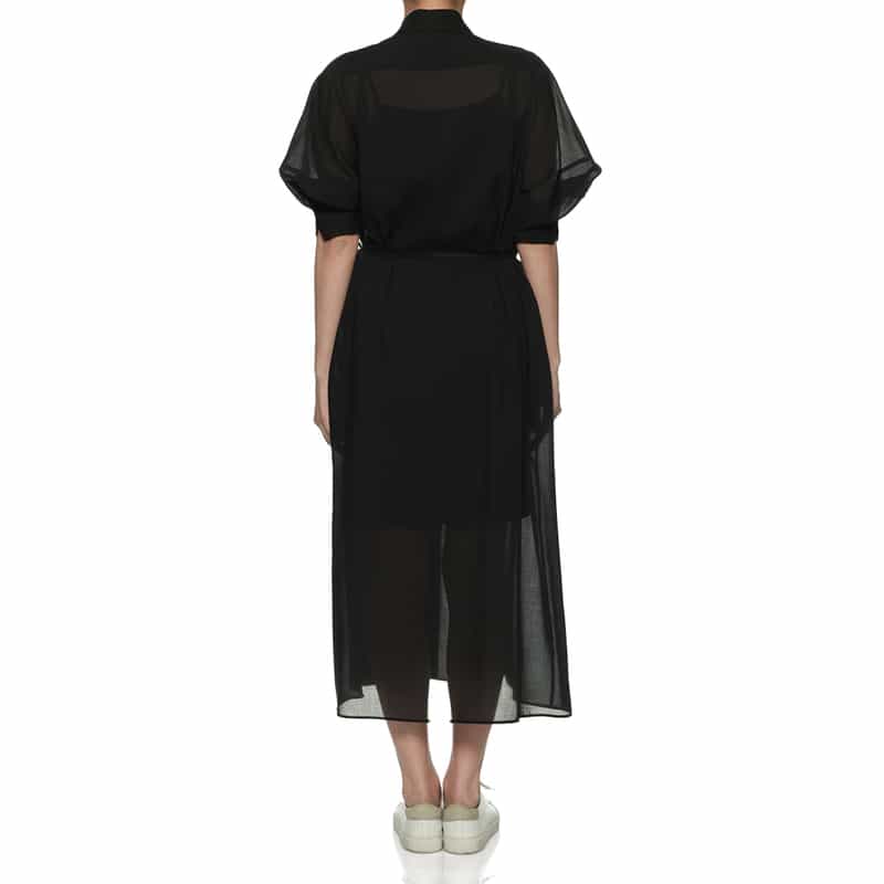 HYKE シアーツイル シャツドレス BLACK