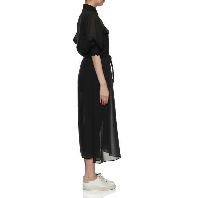 HYKE シアーツイル シャツドレス BLACK