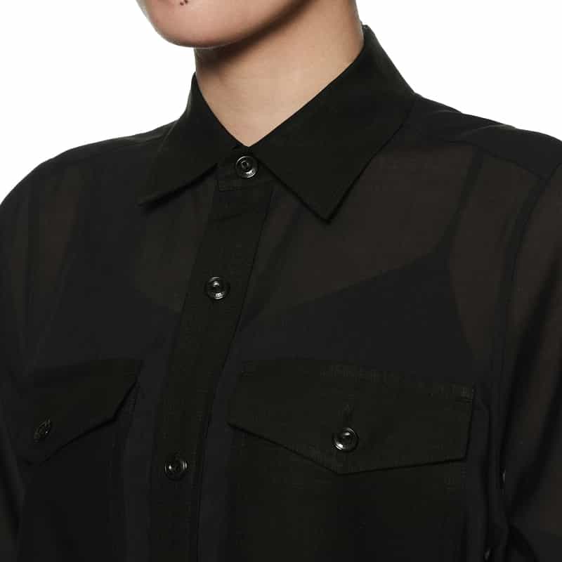 HYKE シアーツイル シャツドレス BLACK